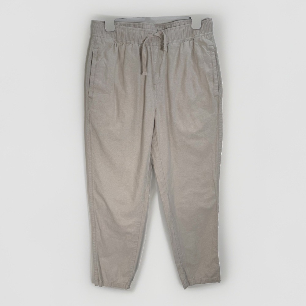 Katin Pants Mens Sz S Isaiah Classic Crop Taper Pull On Natural Cotton Linen
